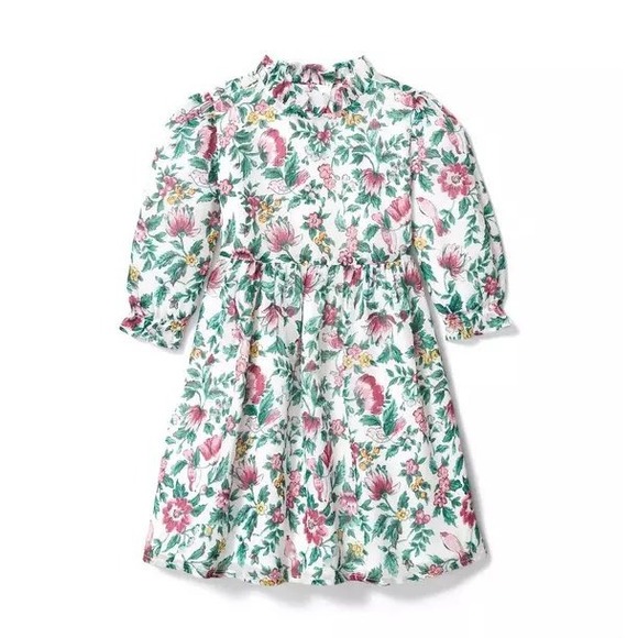 Janie and Jack Other - Janie and Jack Girls‎ White Floral Long Sleeve Ruffle Dress Size 10
